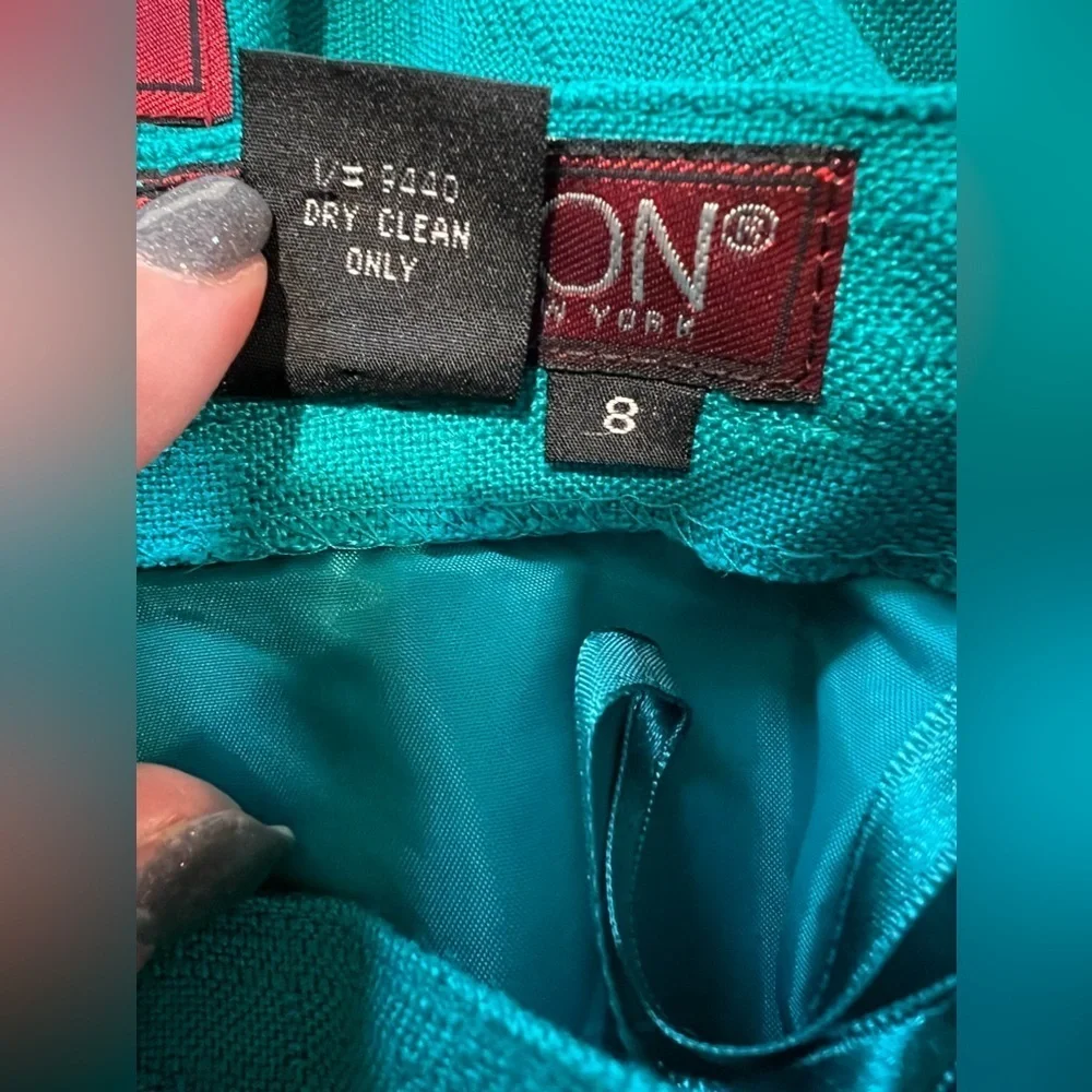 Vintage Sassoon Teal Skirt Suit With Gold Tone Buttons 2 Pcs Set Size 8 - Picture 13 of 13